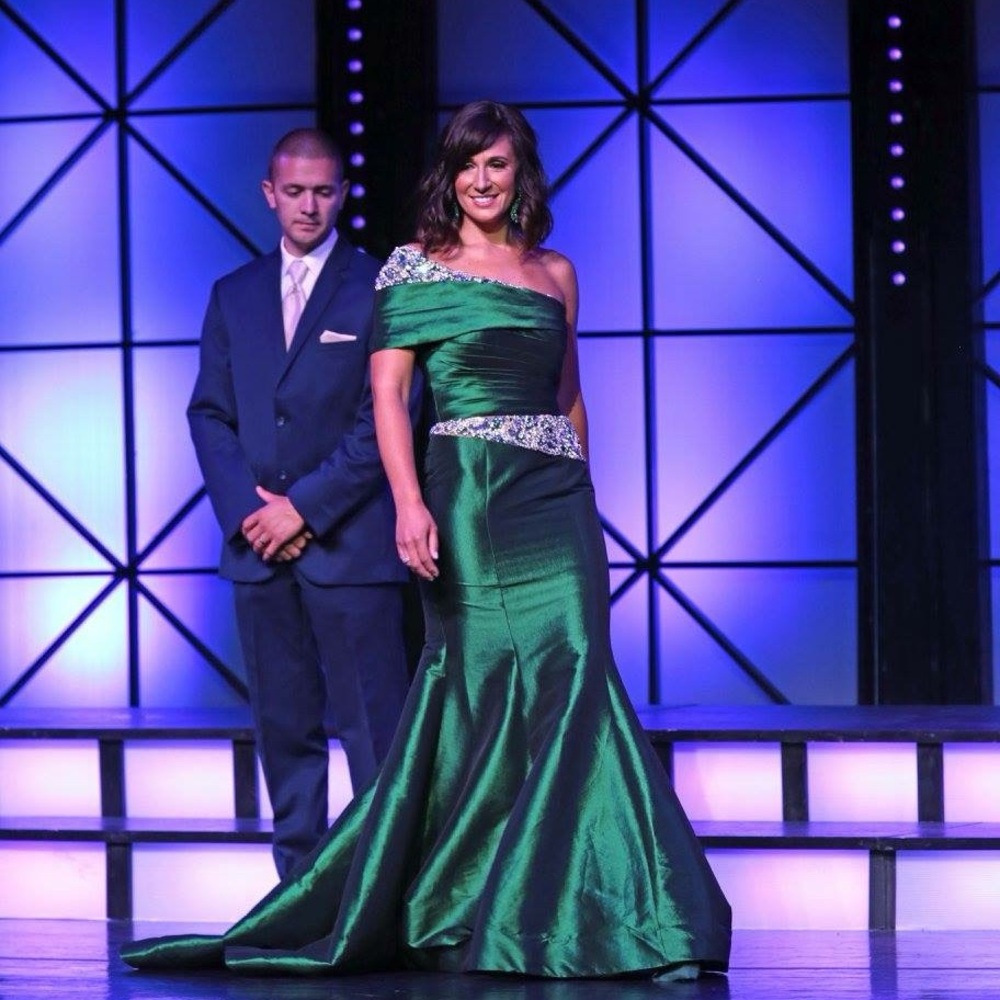 Mac Duggal One Shoulder Green Gown
